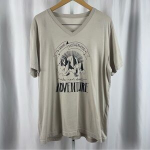 Grins & Grace XL Motherhood V Neck Nature Graphic Tee Shirt